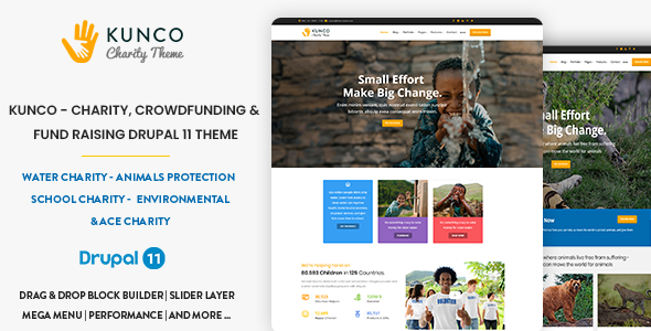 Kunco 11.4 - Charity Crowdfunding & Fund Raising Drupal 11 Theme