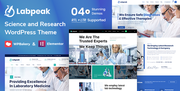 Labpeak 6.7.37 - Laboratory & Science Research WordPress Theme  RTL with Appointments Booking