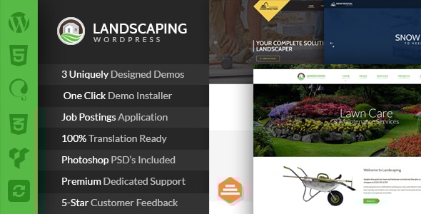 Landscaping - Lawn & Garden Landscape Construction & Snow Removal WordPress Theme