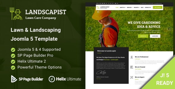 Landscapist 2.9 - Lawn & Landscaping Joomla 5 Template