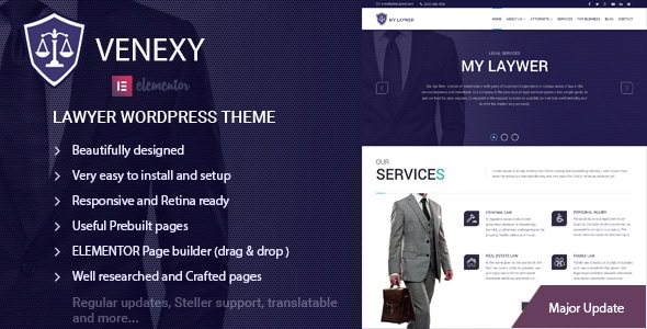 Lawyer Elementor WordPress Theme 2.4 - Venexy