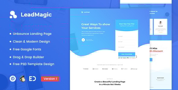 LeadMagic 1.0 - Lead Generation Unbounce Landing Page Template