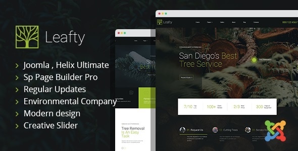 Leafty 5.7 - Tree Removal and Lumberjack Company Joomla Template  Gardening