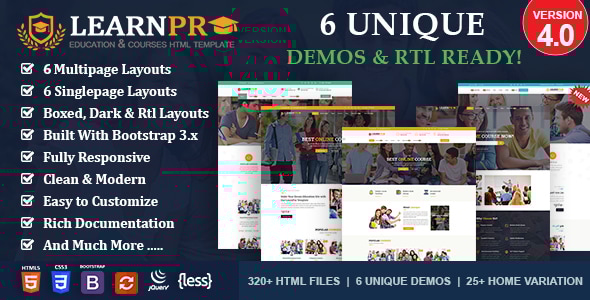 LearnPro 4.0 - Education Course HTML Template