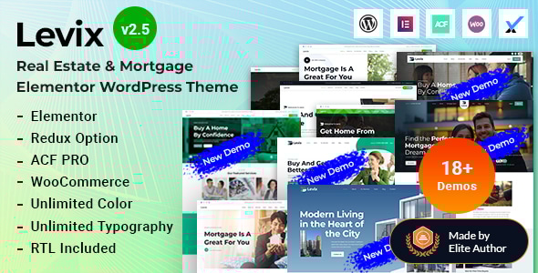 Levix 2.53 - Real Estate & Mortgage Elementor WordPress Theme