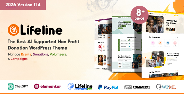 Lifeline 11.4 - 2026 NGO and Charity WordPress Theme