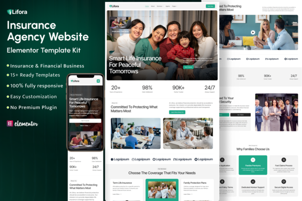 Lifora – Insurance Agency Elementor Template Kit