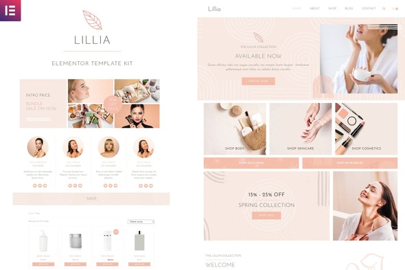 Lillia - Beauty & Skincare Elementor Template Kit