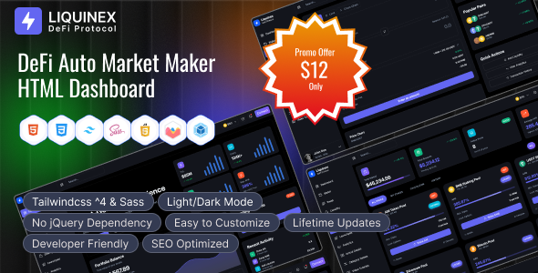 Liquinex  DeFi Auto Market Maker HTML Dashboard