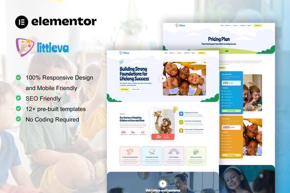 Littleva - Kindergarten & Child Care Elementor Pro Template Kit
