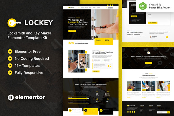 Lockey  Locksmith and Key Maker Service Elementor Template Kit
