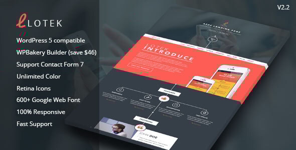 Lotek 4.1.0 - Modern App Landing Page WordPress Theme