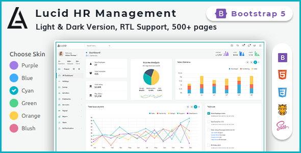Lucid 2.7.204 - HR and Project Management Admin Dashboard Template Bootstrap 5 & 4