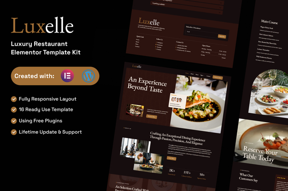 Luxelle - Luxury Restaurant Elementor Template Kit