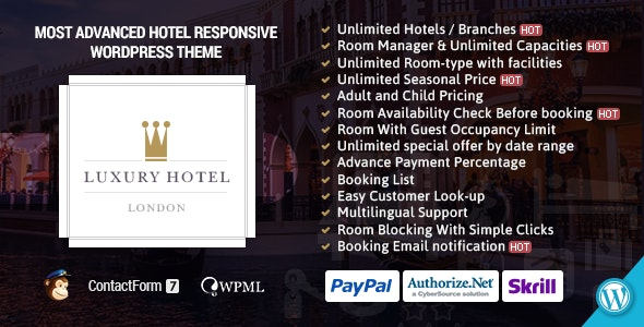 Luxury 1.1 - Online Hotel Booking Reservation Theme