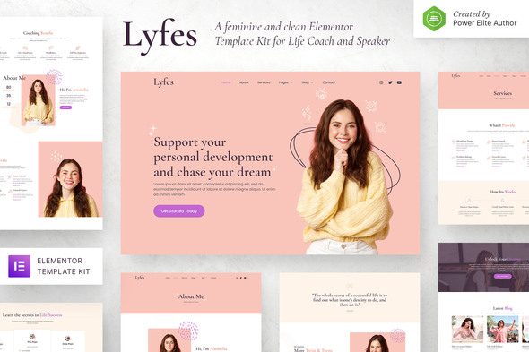 Lyfes  Feminine Life Coach & Speaker Elementor Template Kit