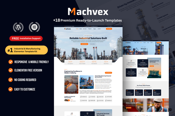 Machvex - Industrial & Manufacturing Elementor Template Kit