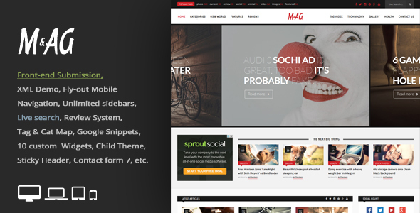 MAG 4.2 - Grid Magazine  News WordPress Theme  Front-end Submission