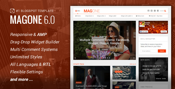 MagOne 26.01.04 Responsive News & Magazine Blogger Template