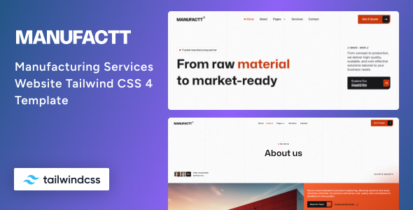 Manufactt – Manufacturing Services Website TailwindCSS 4 Template