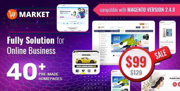 Market 1.9.0.0 Premium and Optimized Magento Theme (40 Indexes)