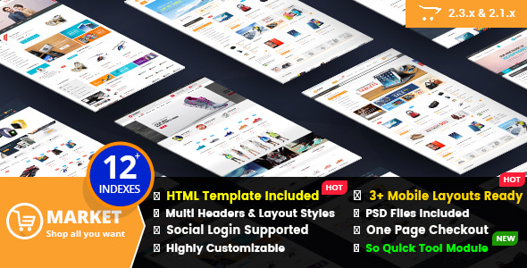 Market 1.3.2 - Premium Responsive OpenCart Theme with Mobile-Specific Layout (12 HomePages)