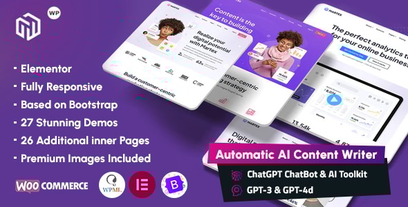 Martex 6.8.3 - Software SaaS & Startup Landing Page WordPress Theme with Automatic AI Content Writer
