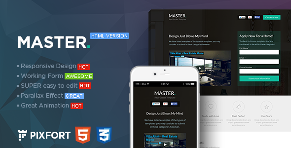 MASTER - Real Estate HTML Landing Page