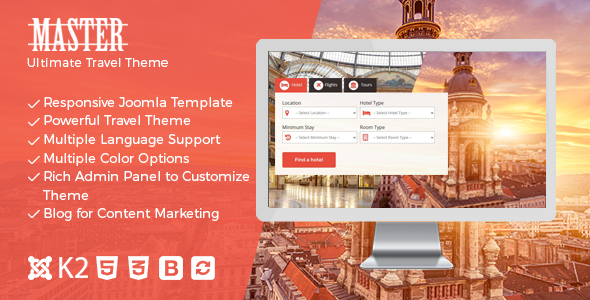 Master 2.10.3 - Ultimate Travel Theme for Joomla