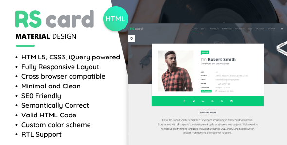 Material 1.1.7 - CV  Resume HTML Template