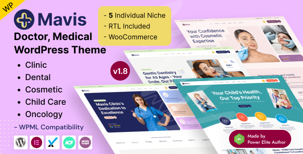 Mavis 1.8 - Doctor & Medical Clinic WordPress Theme with Elementor and WooCommerce Support