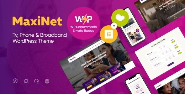 MaxiNet 1.4.4 - Broadband & Telecom Internet Provider WordPress Theme  Elementor