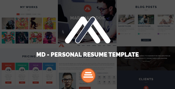 MD 1.1 - Responsive Personal Resume & Portfolio Template