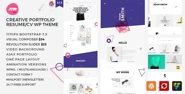 Me 2.1 - Creative Portfolio & Resume  CV WordPress Theme