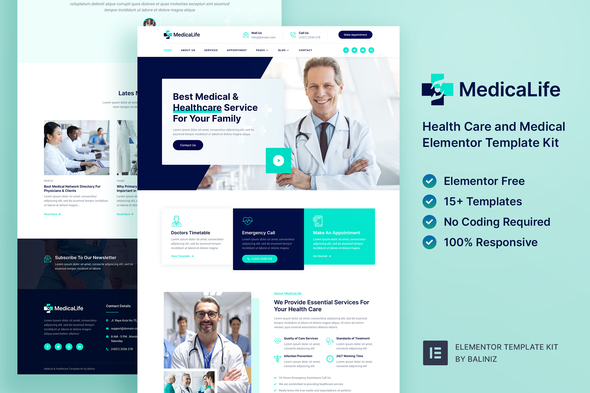 MedicaLife  Health Care & Medical Elementor Template Kit