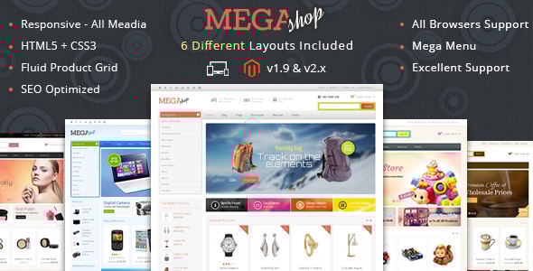Mega Shop 1.9.2.2 - Magento Responsive Template