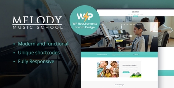 Melody 1.6.17 - Arts Courses & Music School WordPress Theme