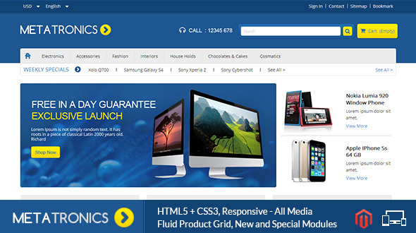 Meta Tronics 1.9.2.2 - Magento Responsive Theme