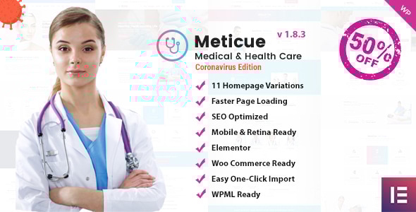 Meticue 1.9.0 - Health and Medical Center WordPress Theme
