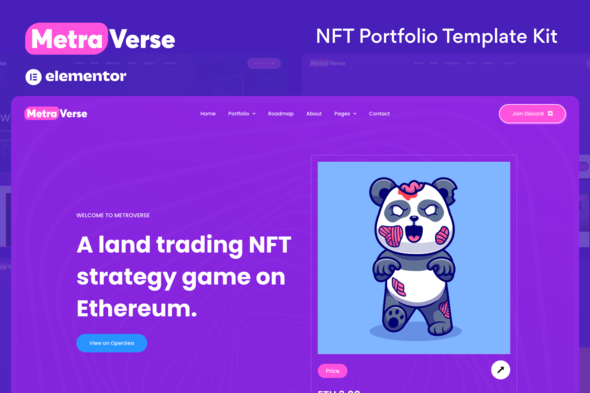 Metraverse - NFT Portfolio Elementor Template Kit
