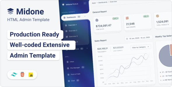 Midone - Tailwind 4 HTML Admin Dashboard Template