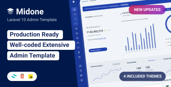Midone 5.0.1 - Tailwind 4 Laravel 11 Admin Dashboard Template  HTML Version