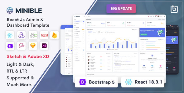 Minible 3.2.0 - React Admin & Dashboard Template