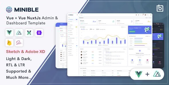 Minible 3.1.0 - Vue & Vue Nuxt Admin Dashboard Template