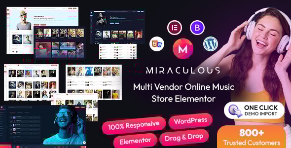 Miraculous 2.1.0 - Multi Vendor Online Music Store  Elementor WordPress Theme