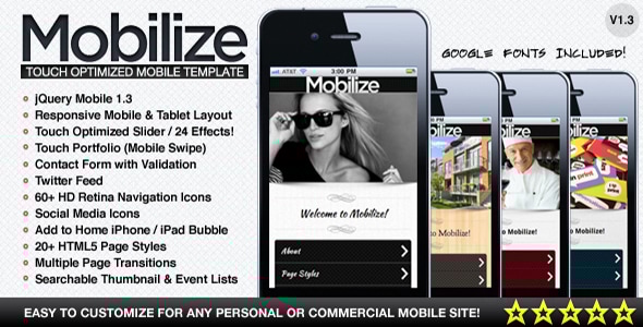 Mobilize 1.3 Touch Optimized Mobile Template