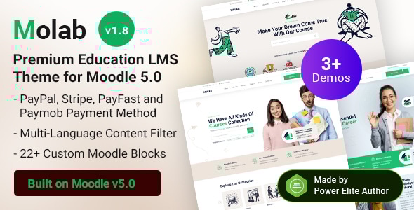Molab 1.8 - Moodle 5 Education LMS Theme with Bootstrap 5 Responsive Design