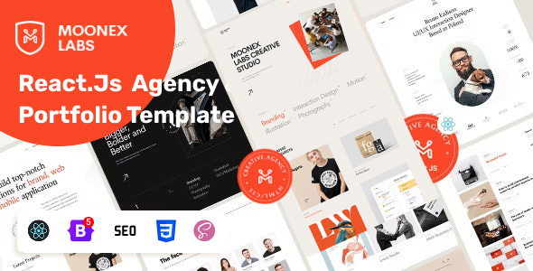 Moonex 18.0 - Creative Agency & Portfolio React Js Template