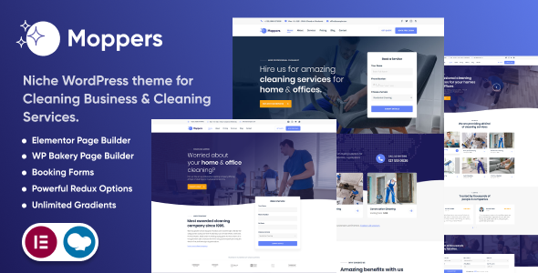 Moppers 4.0.5 - Cleaning Company and Services WordPress Theme