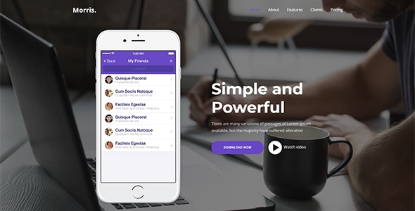 Morris 1.1 - WordPress App & Product Landing Page